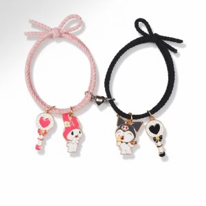 My melody et Kuromi Bracelet d'amitié rose et noir