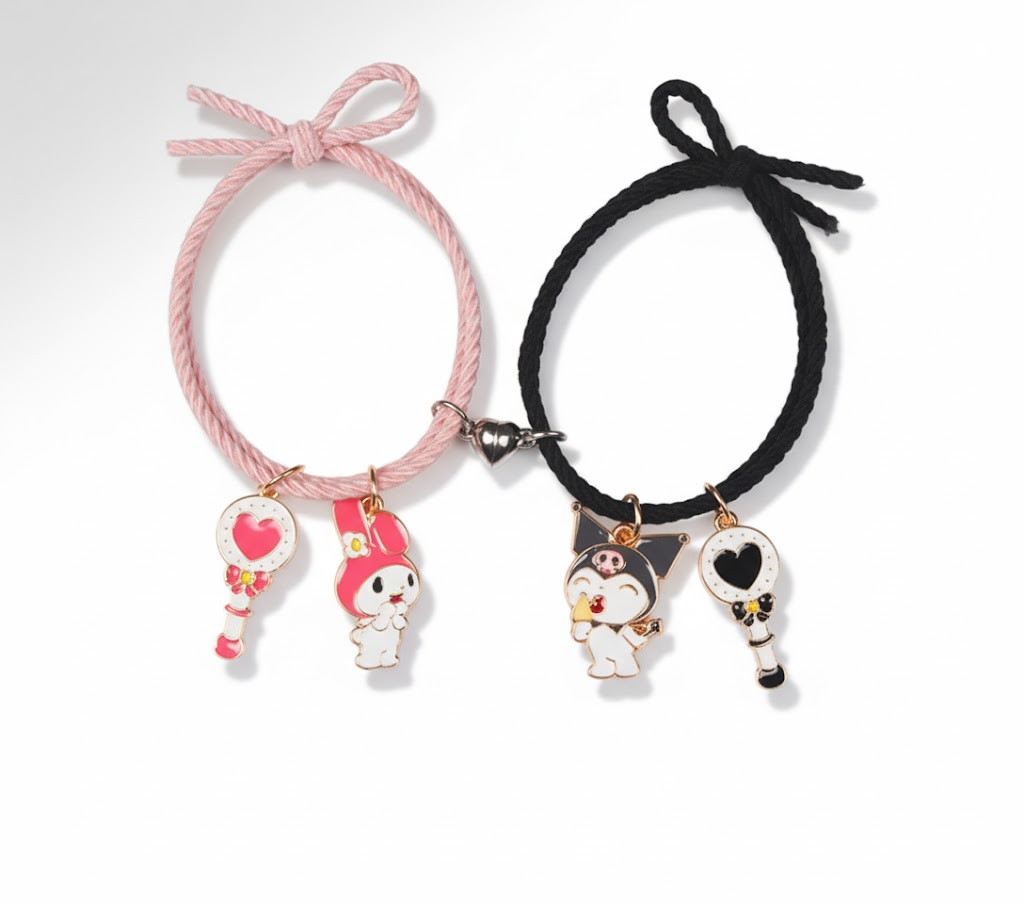 My melody et Kuromi Bracelet d'amitié rose et noir
