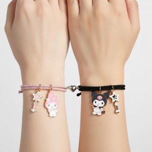 My melody et Kuromi Friendship Bracelet noir et rose