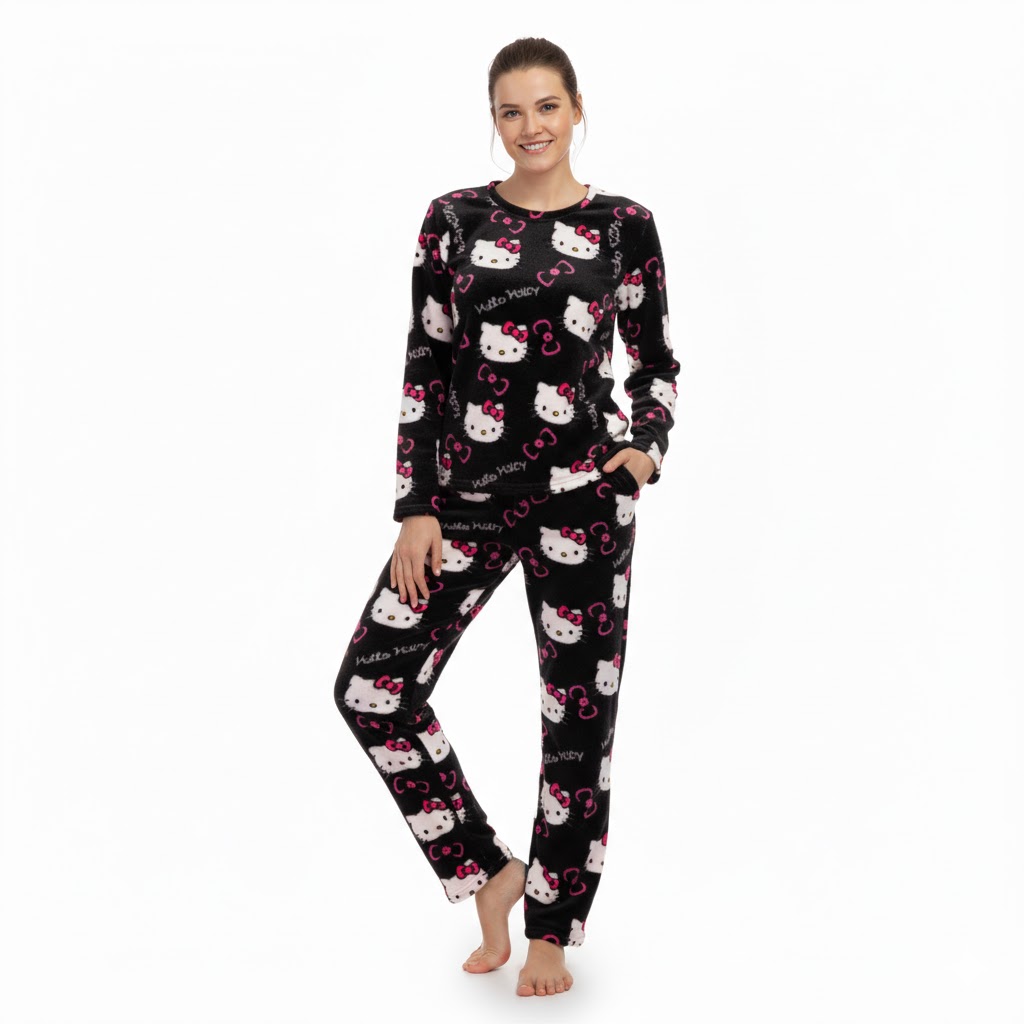 Ensemble Pyjama Hello Kitty Adulte noir